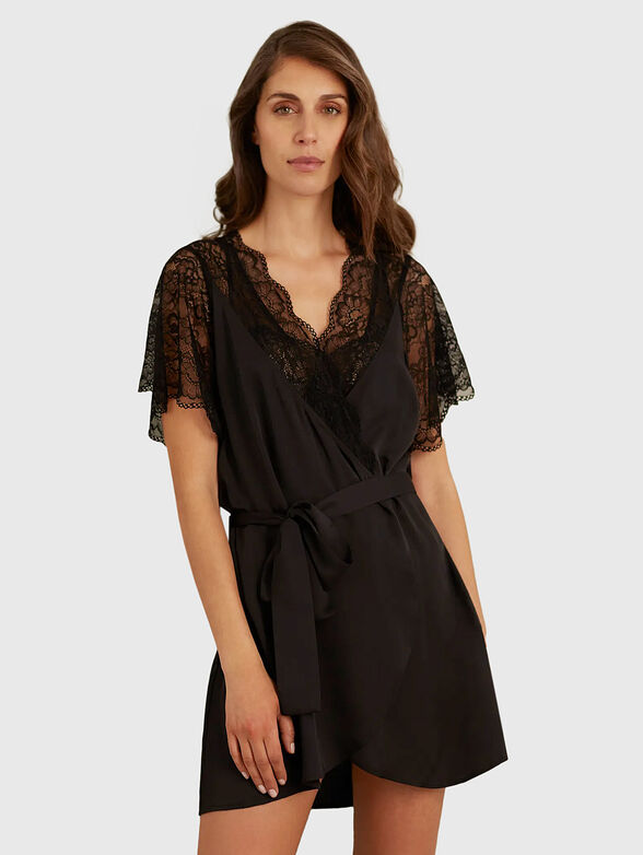 BELLATRIX black kimono with lace detail - 1