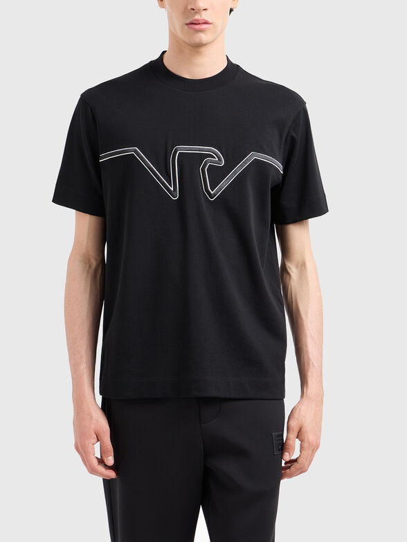 T-shirt in beige with logo embroidery - 1