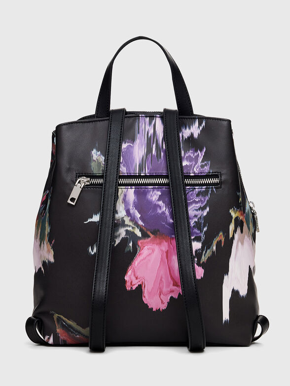 Black backpack with contrast art print - 2