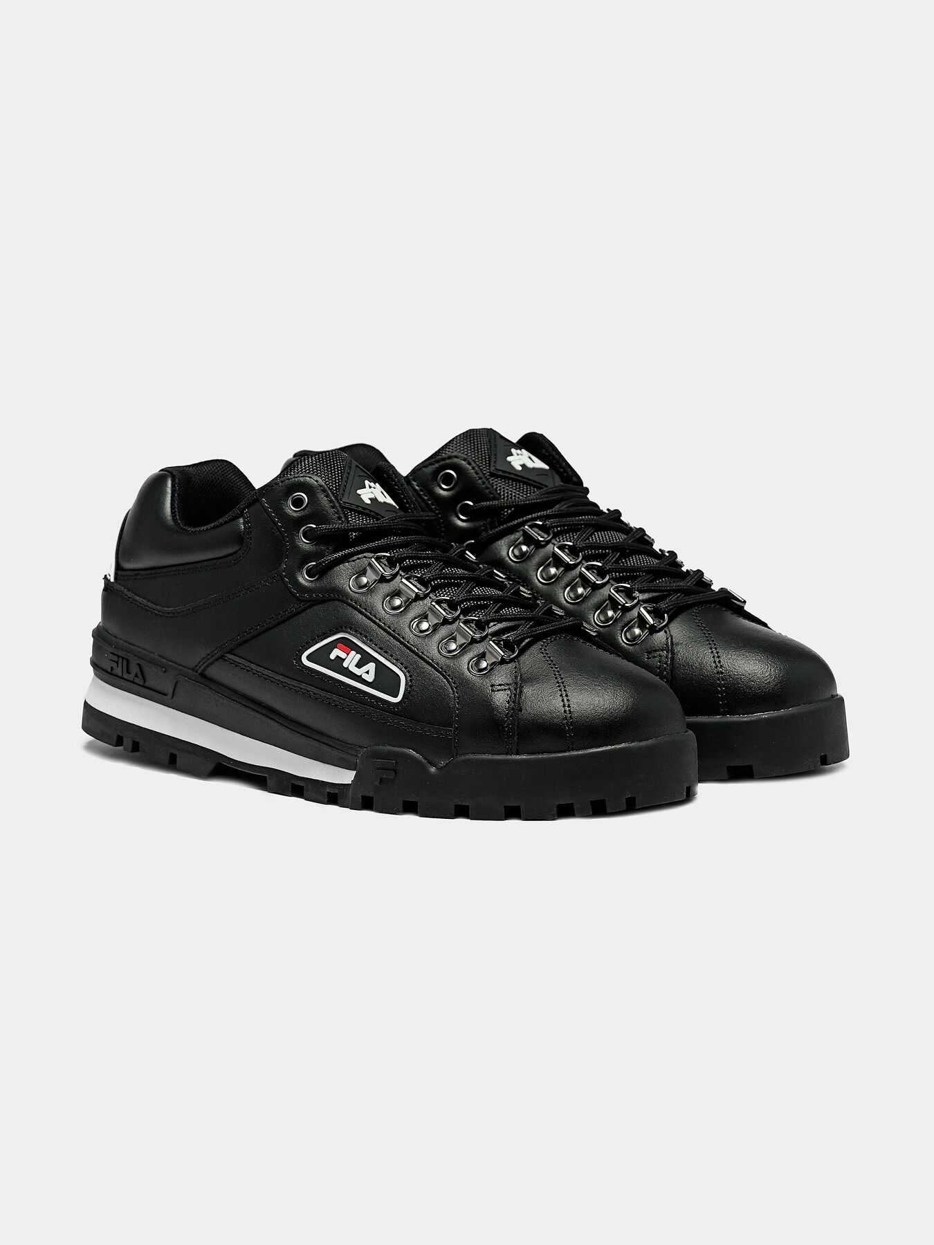 fila trailblazer black leather trainers
