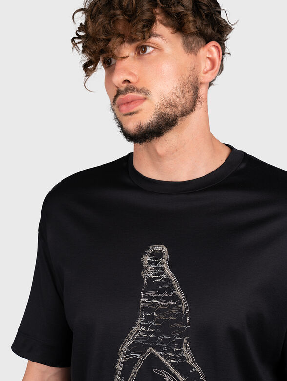 Dark blue T-shirt with art detail - 4