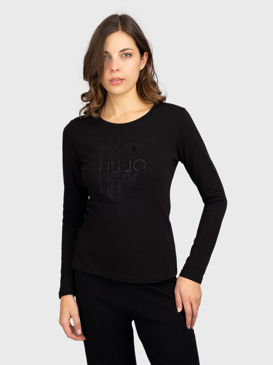 Блуза с дълъг ръкав и лого - 1