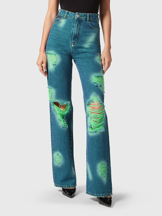 Straight leg jeans with TIE-DYE effect - 1