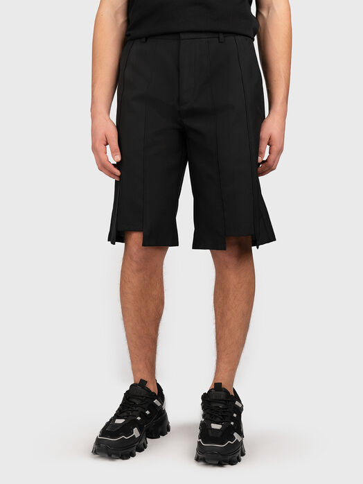 Black wool blend shorts