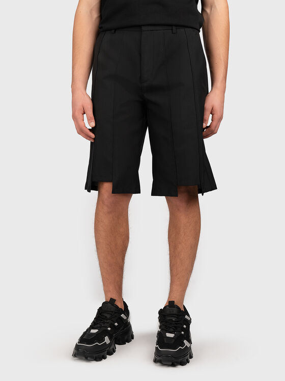 Black wool blend shorts - 1