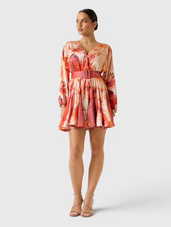 Mini pleated dress with belt - 4