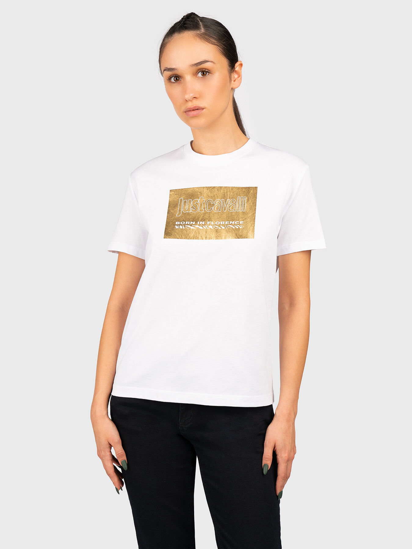 GOLD TIGER LABEL black T-shirt brand Just Cavalli