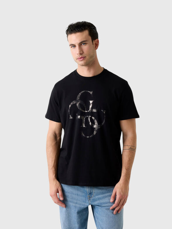 Black T-shirt with monogram print - 1