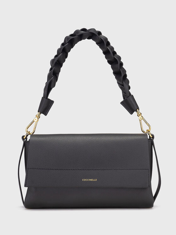 Кожена чанта с гранулиран ефект и лого детайл - 1