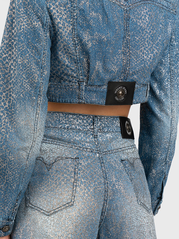Denim cropped jacket with silver effect - 3