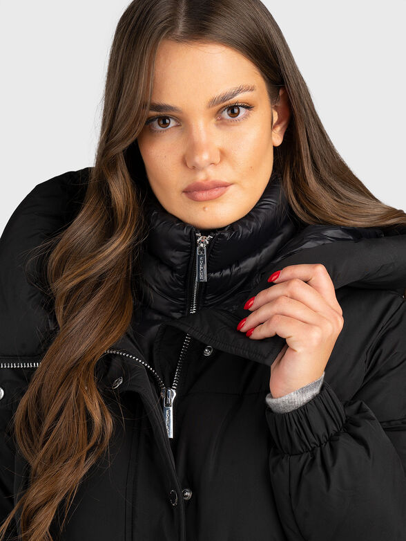 Padded jacket with hood and logo - 5