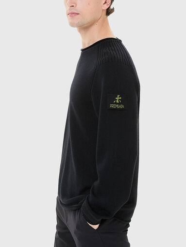 Wool sweater with oval neckline and logo - 4