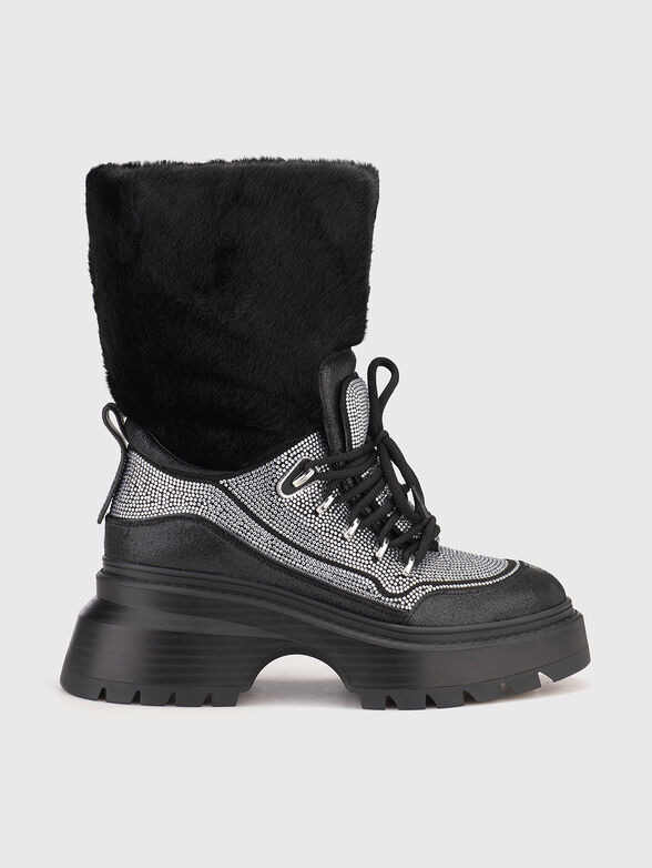 Boots with rhinestones and soft texture - 1