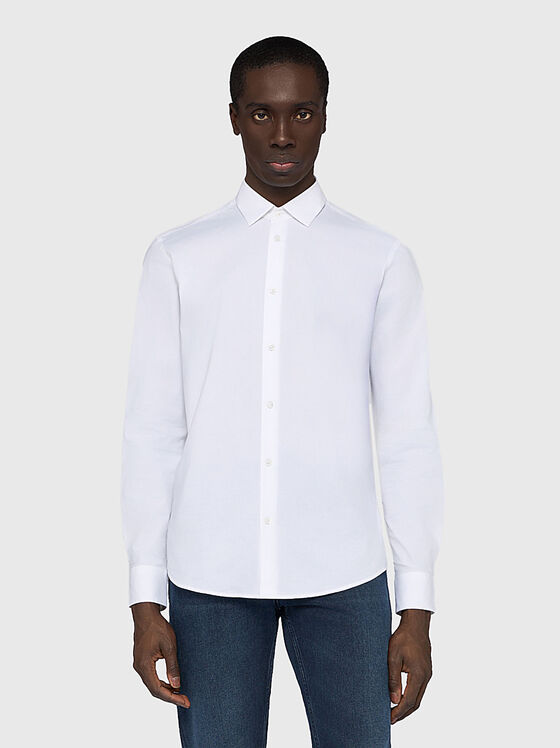 Cotton shirt with logo embroidery - 1