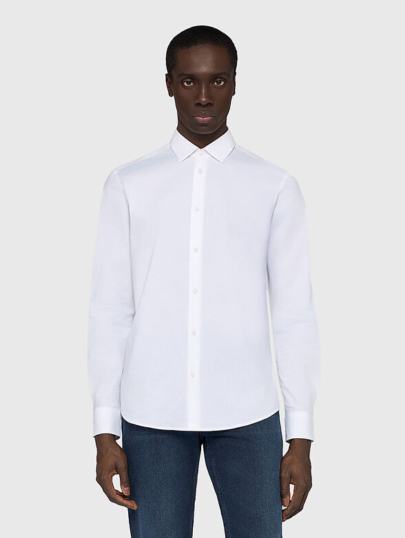 Cotton shirt with logo embroidery - 1