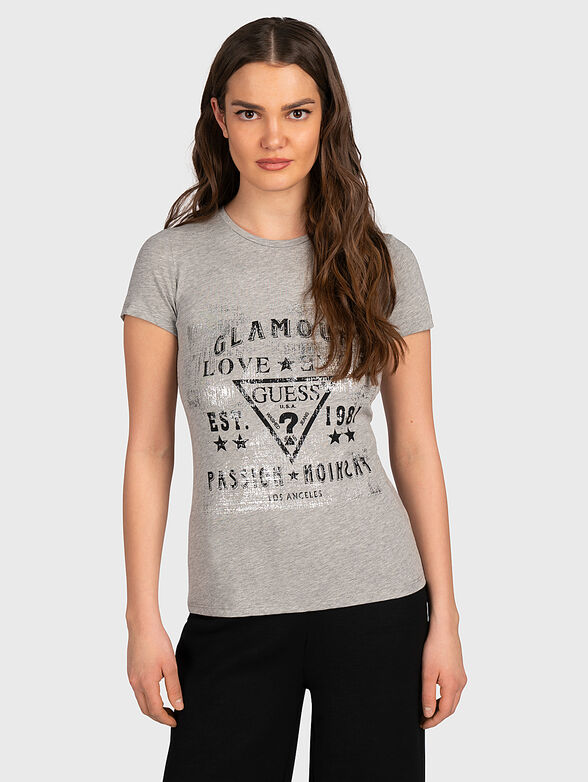 VARENNA black cotton T-shirt with logo print - 1