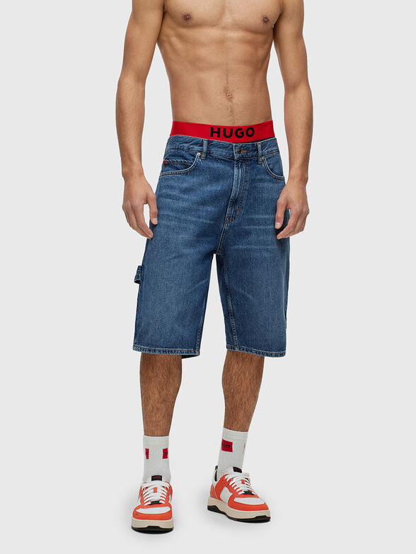Denim shorts with logo accent - 1