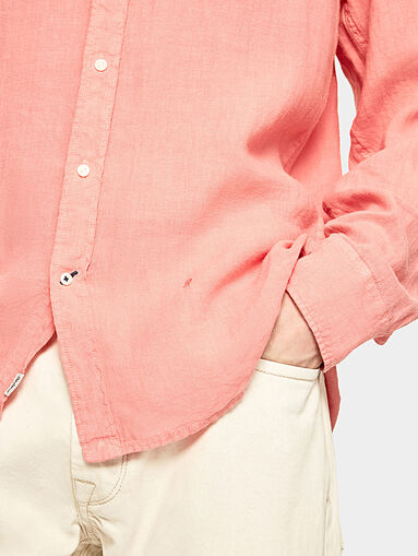 ADDISON linen shirt in coral color - 4