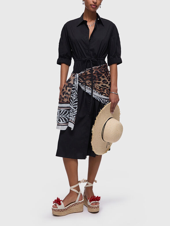 Poplin midi dress with short sleeves - 4