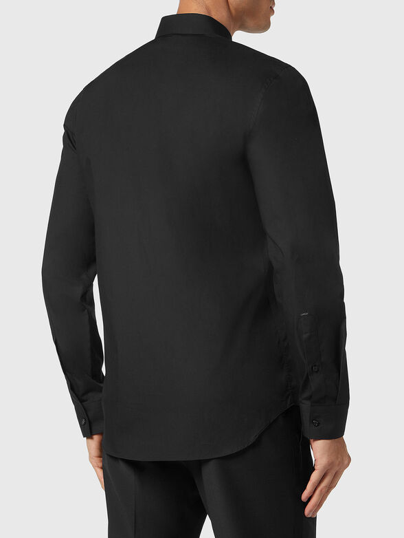 Black cotton shirt with gothic logo accent - 3