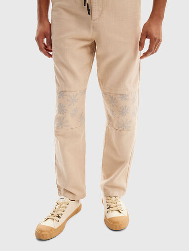 Beige pants in cotton  - 4