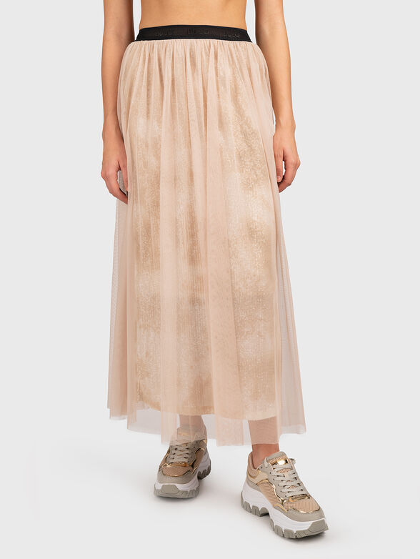 Tulle maxi skirt with appliquéd sequins - 0