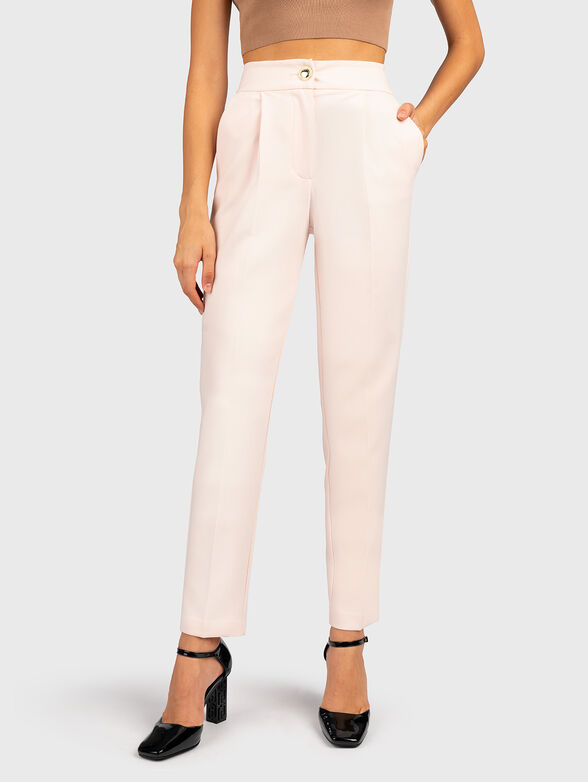 PAULA pale pink trousers with front pleats - 1
