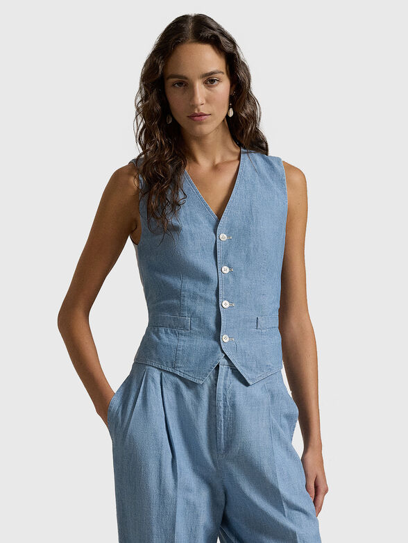 Cotton chambray waistcoat - 1
