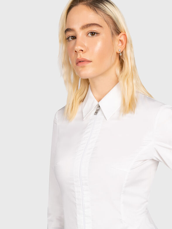 White cotton shirt with zipper - 4