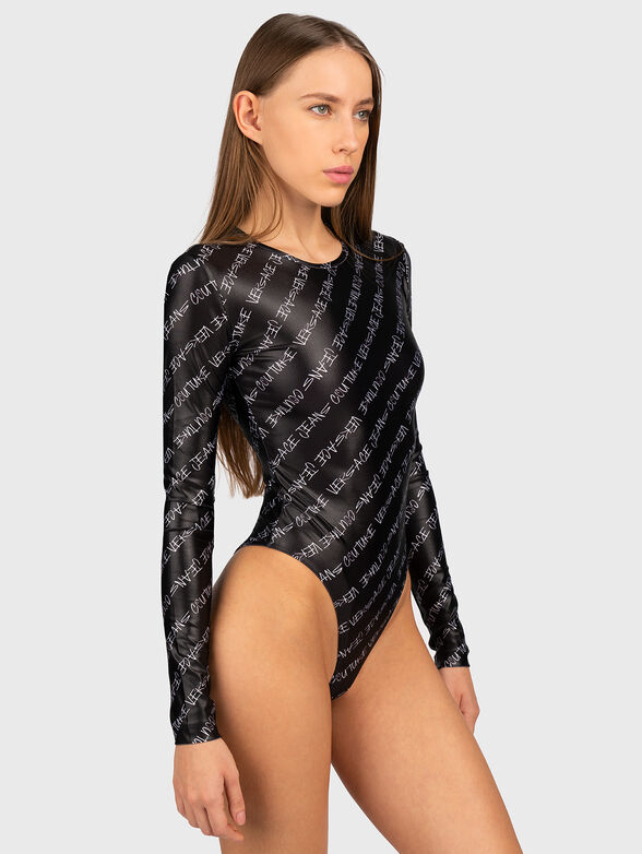 Black bodysuit with monogram print   - 4