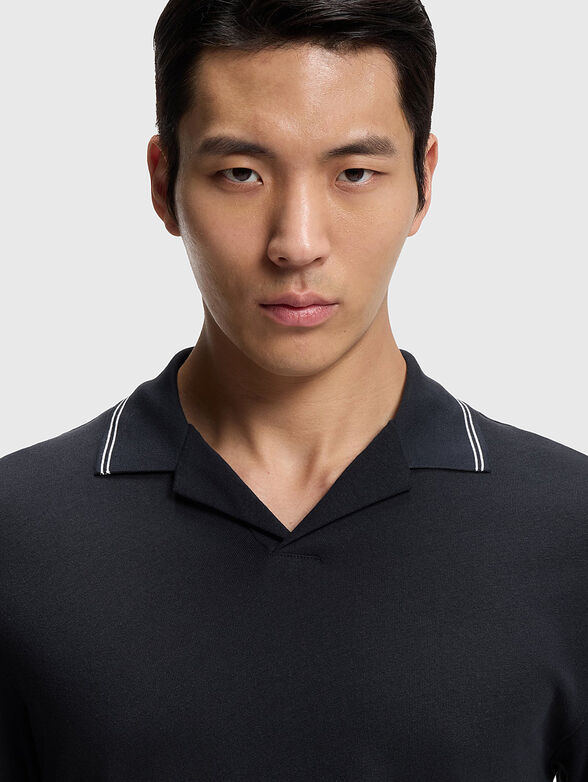 Light blue polo shirt with mixed texture - 4