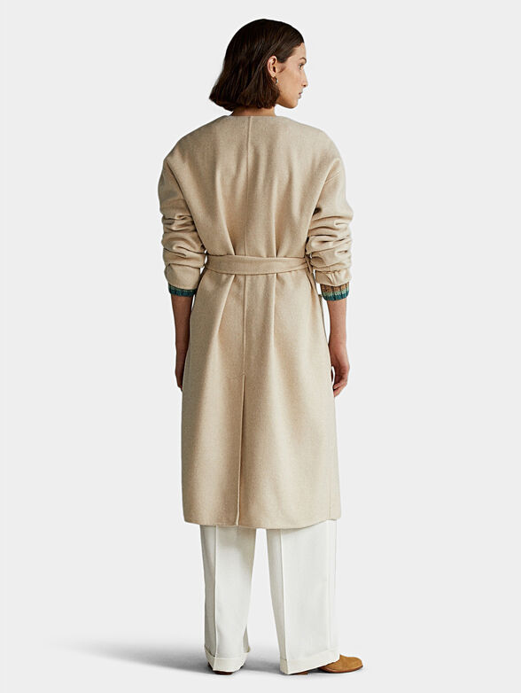Beige coat with matching belt - 4