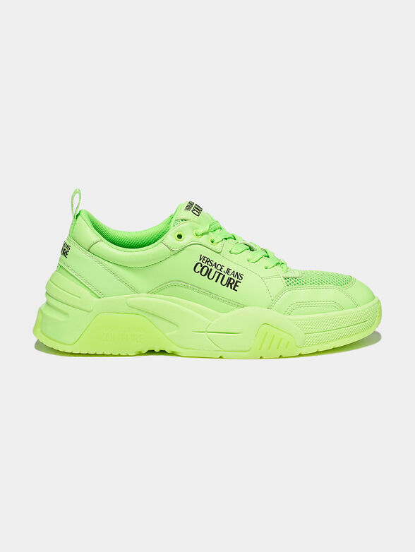 Leather sneakers in neon green - 1