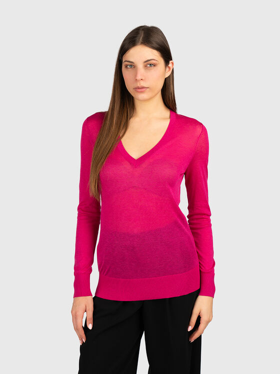 Silk blend sweater with sheer effect - 1