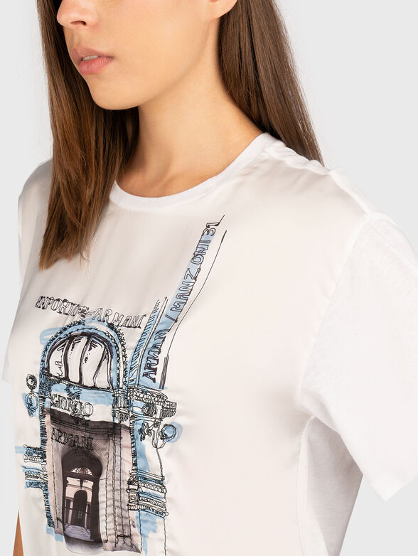 T-shirt with oval neckline and print - 3