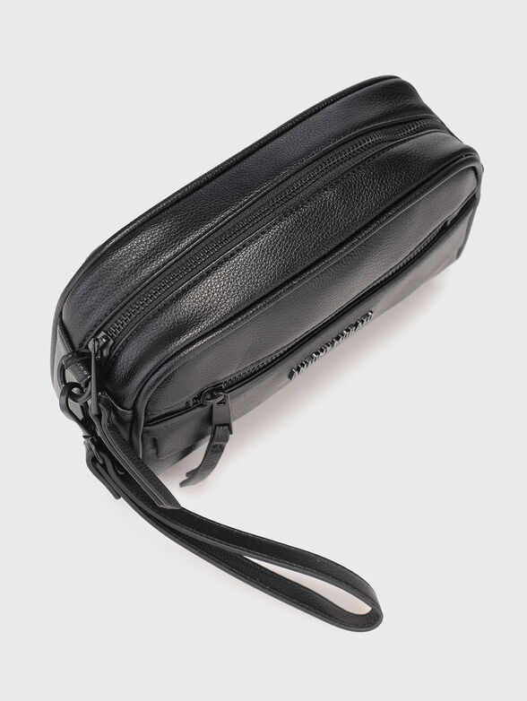 Black faux leather toiletry bag - 4