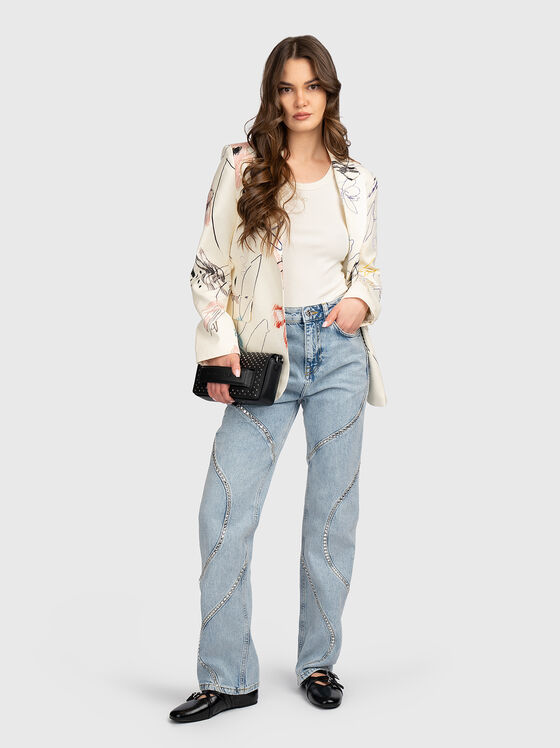 Бял топ с лого детайл - 2