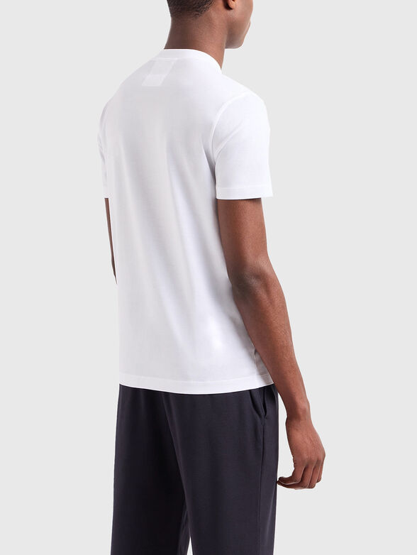 Cotton T-shirt with oval neckline in white - 3