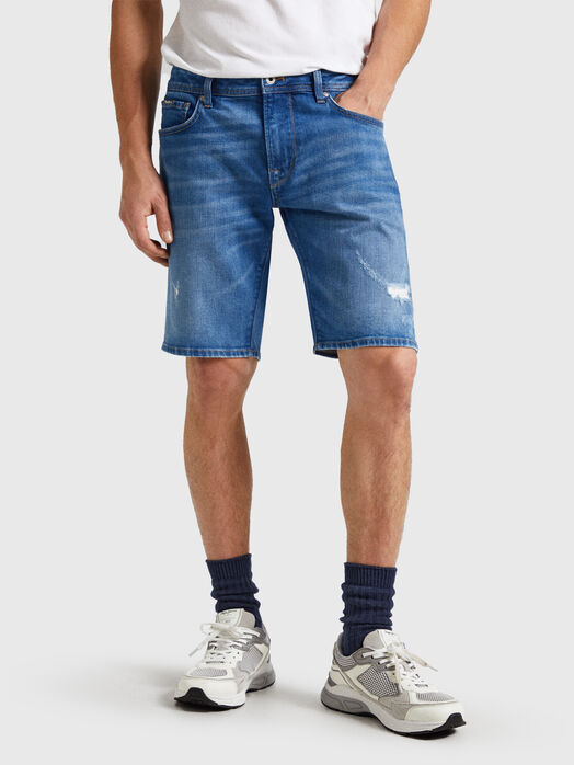 Denim shorts with washed effect