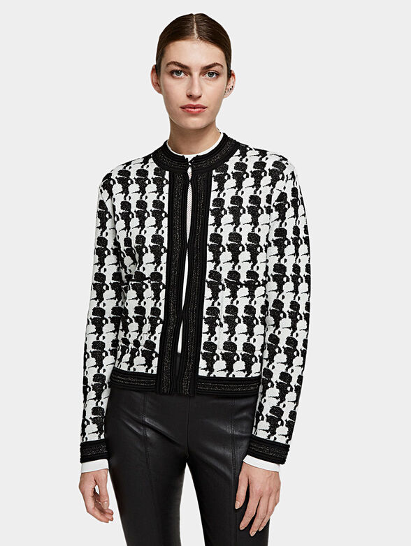 Jacquard cardigan with monogram print - 1