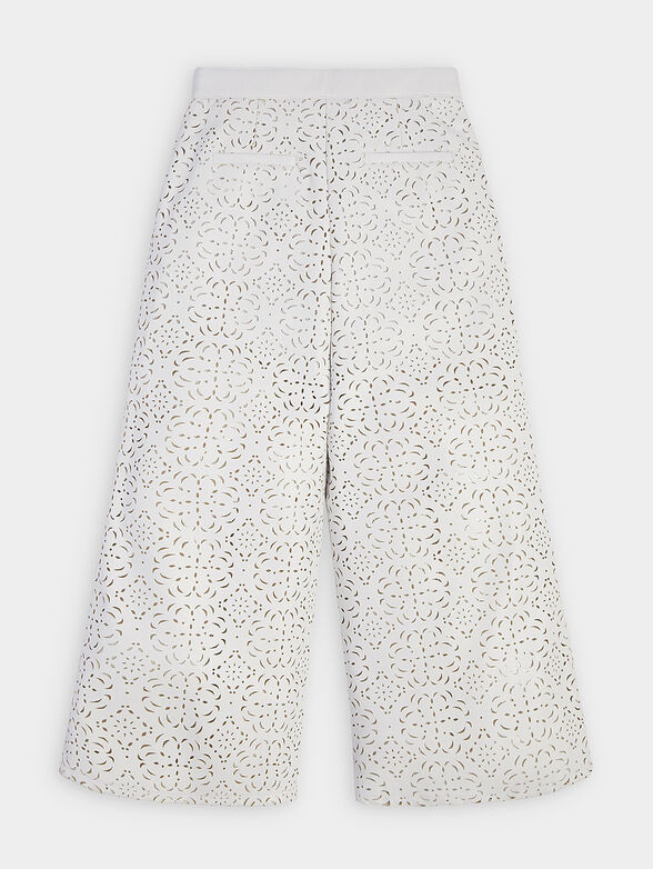 White eco leather trousers with perforations - 2