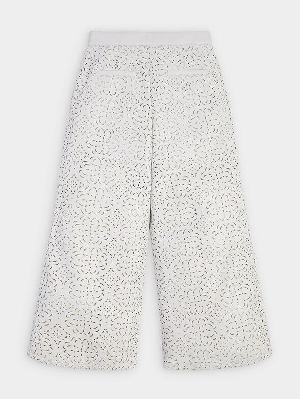 White eco leather trousers with perforations - 2