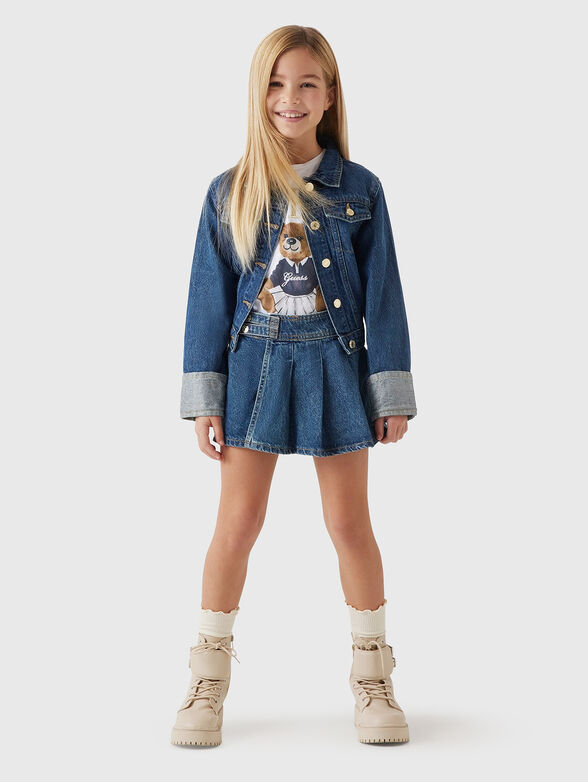 Pleated denim lurex mini skort - 2