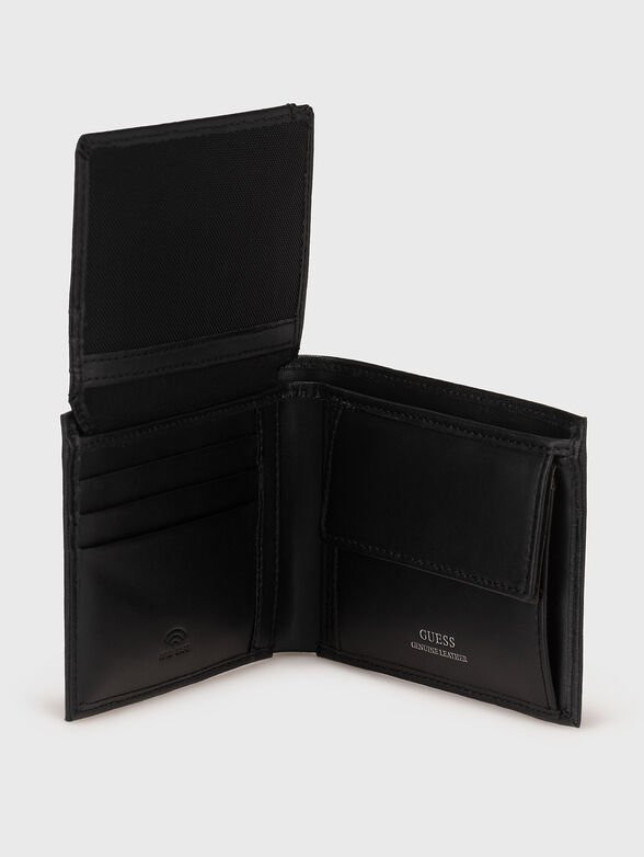 Leather wallet with logo motif - 4