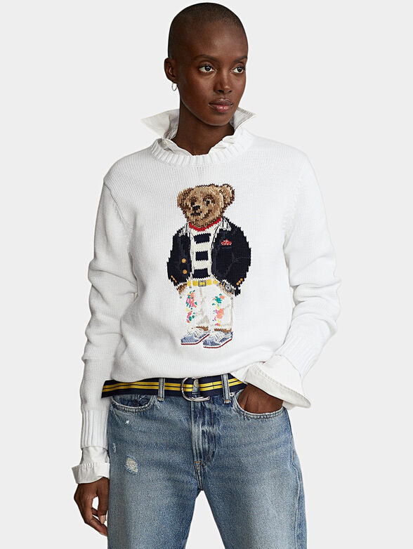 Cotton sweater with Polo Bear embroidery - 1