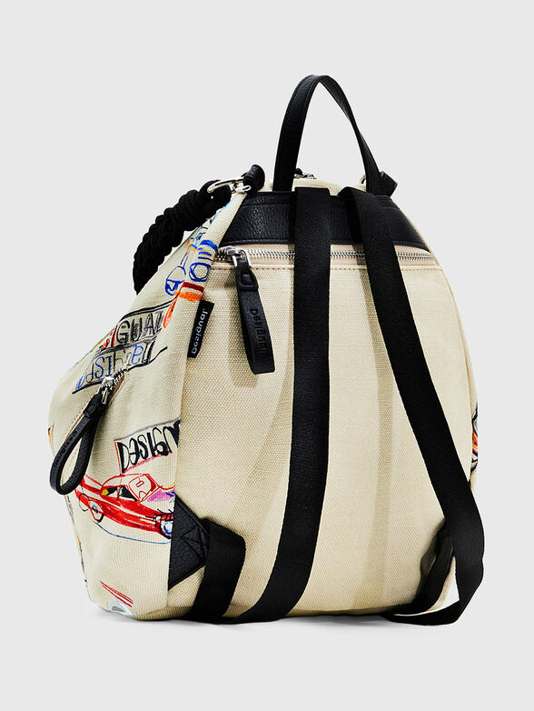 VIANA backpack with contrasting print in ecru - 3
