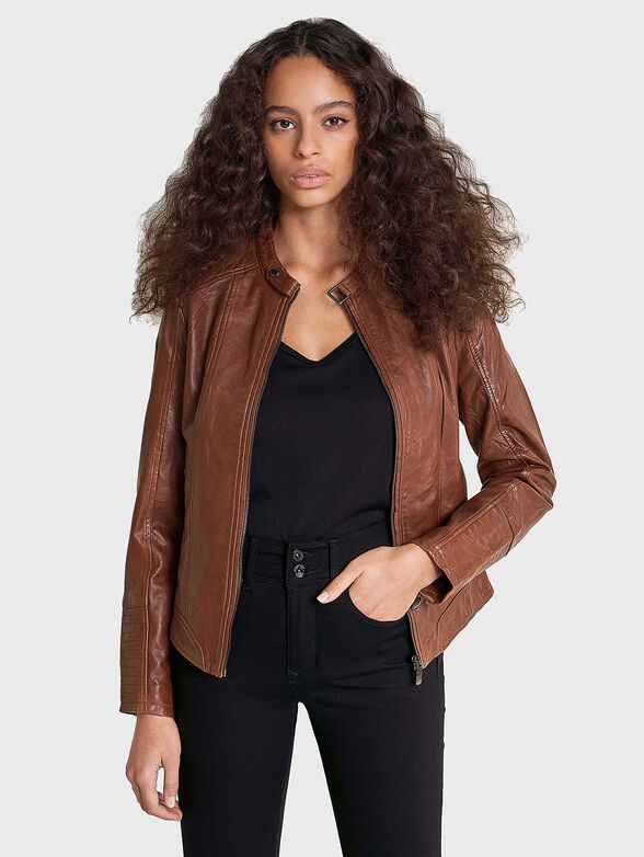Genuine leather jacket in brown - 1