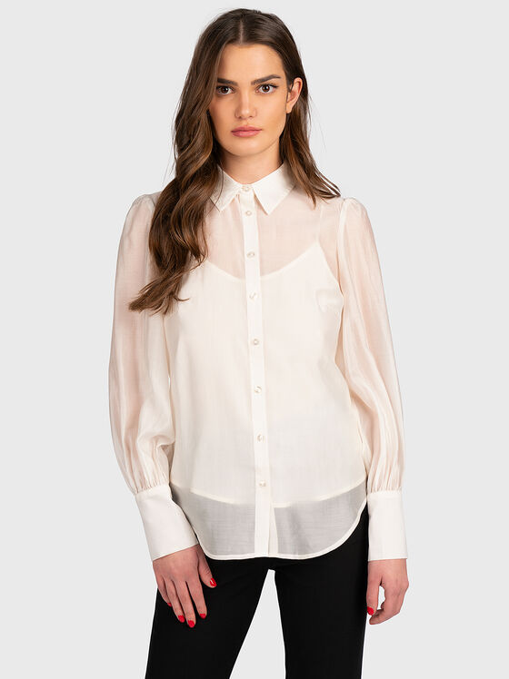 Бяла риза LARISSA с дълъг ръкав - 1