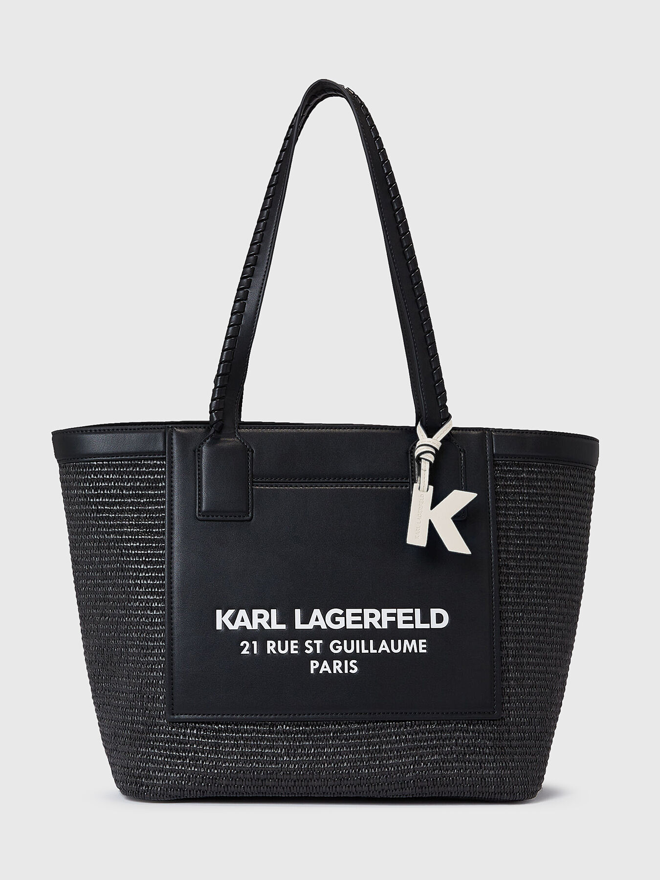 Black large bag with contrasting logo lettering brand Karl Lagerfeld Globalbrandsstore en