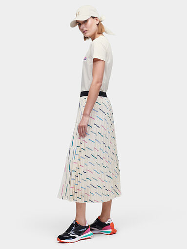 Pleated midi skirt with logo print - 3